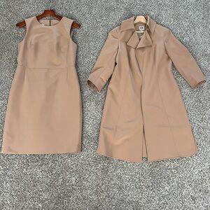 Ann Klein 2 Piece Tan Dress and Long Blazer Set